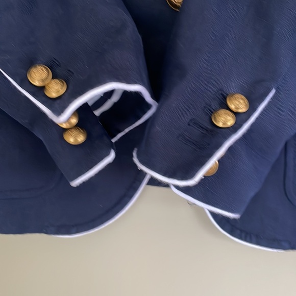 J CREW Rhodes Nautical Tipped Linen Blazer / Jacket NAVY Sz 4 - Picture 6 of 11